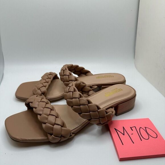 CUSHIONAIRE Women's two band braided low block heel slide sandal +Memory Foam 7 - Picture 3 of 7